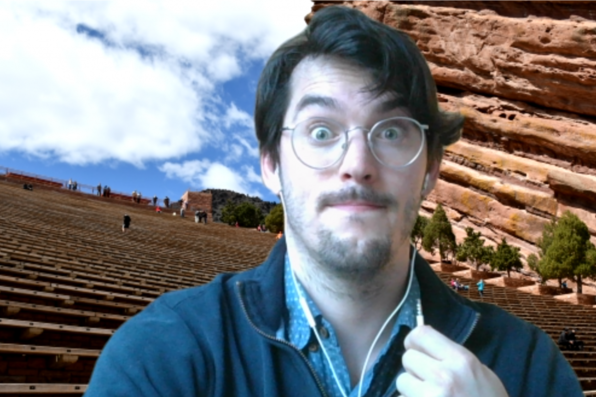 Andres Epifanio with virtual background of red rocks ampithetre