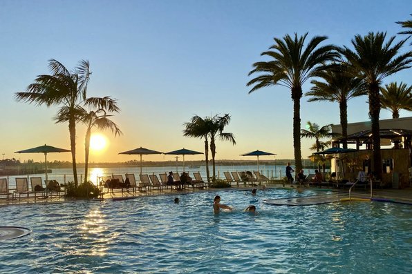 San Diego sunset by a pool