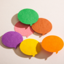 Colorful speech bubbles around each other 